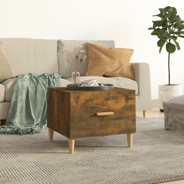sofabord 50x50x40 cm konstrueret træ røget egetræsfarve