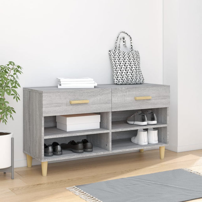 skoskab 102x35x55 cm konstrueret træ grå sonoma-eg