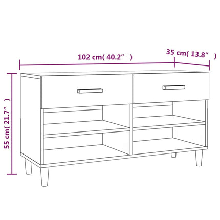 skoreol 102x35x55 cm konstrueret træ brun egetræsfarve