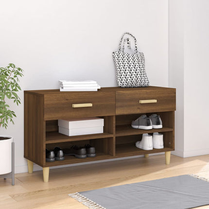 skoreol 102x35x55 cm konstrueret træ brun egetræsfarve