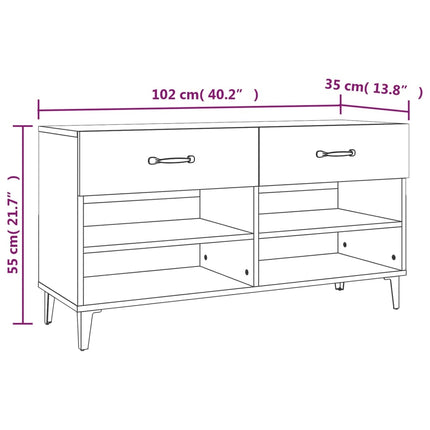 skoreol 102x35x55 cm konstrueret træ røget egetræsfarve