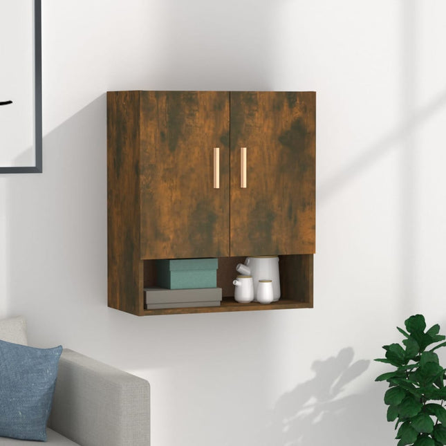 vægskab 60x31x70 cm konstrueret træ røget egetræsfarve