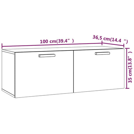 vægskab 100x36,5x35 cm konstrueret træ røget sonoma-eg