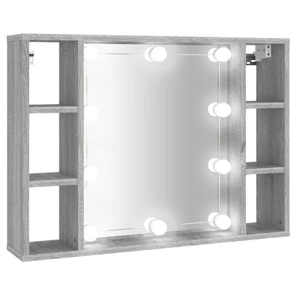 spejlskab med LED-lys 76x15x55 cm grå sonoma-eg