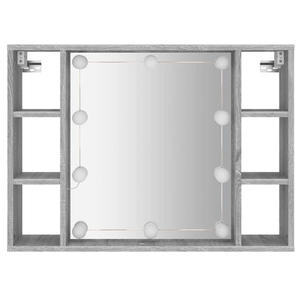 spejlskab med LED-lys 76x15x55 cm grå sonoma-eg