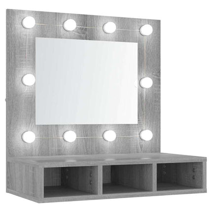 spejlskab med LED-lys 60x31,5x62 cm grå sonoma-eg