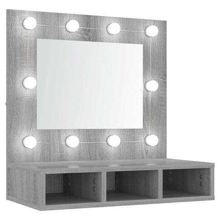 spejlskab med LED-lys 60x31,5x62 cm grå sonoma-eg