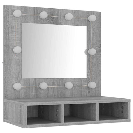 spejlskab med LED-lys 60x31,5x62 cm grå sonoma-eg