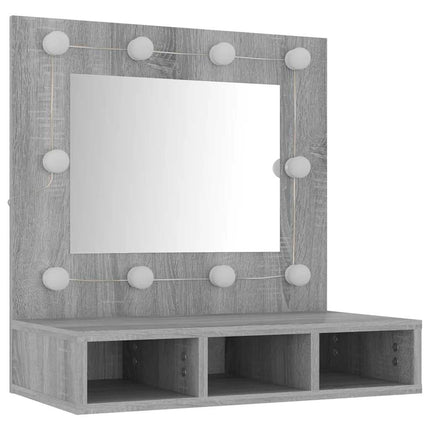 spejlskab med LED-lys 60x31,5x62 cm grå sonoma-eg