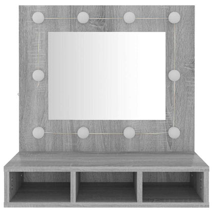 spejlskab med LED-lys 60x31,5x62 cm grå sonoma-eg