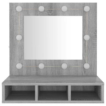spejlskab med LED-lys 60x31,5x62 cm grå sonoma-eg