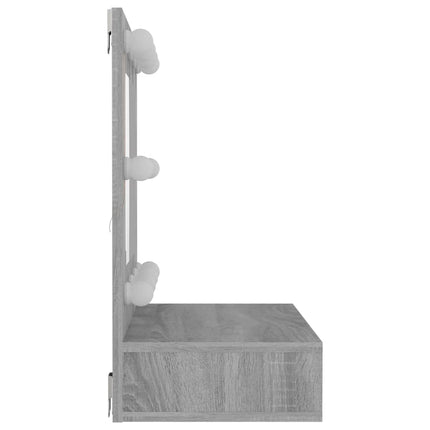 spejlskab med LED-lys 60x31,5x62 cm grå sonoma-eg
