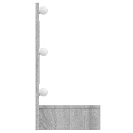 spejlskab med LED-lys 90x31,5x62 cm grå sonoma-eg