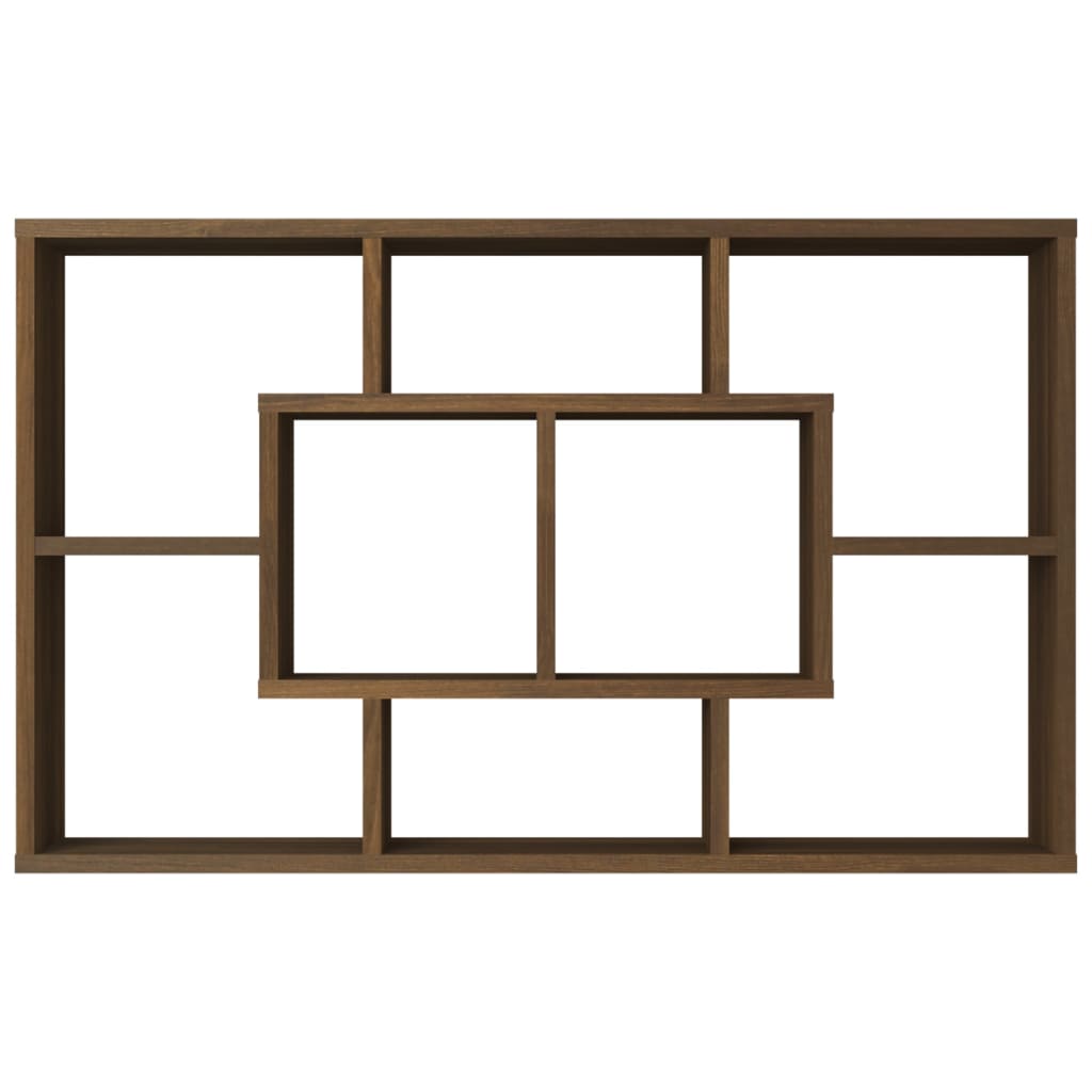 væghylde 85x16x52,5 cm konstrueret træ brun egetræsfarve