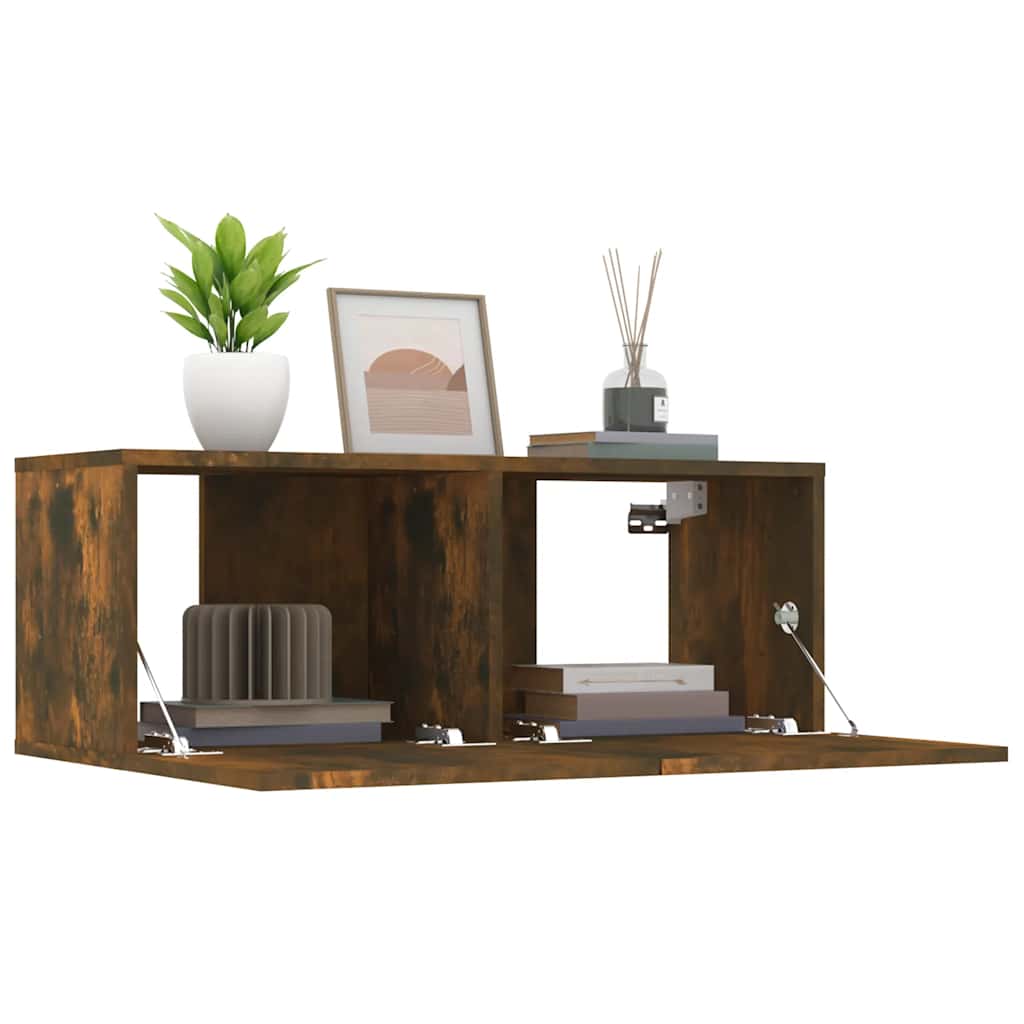 tv-skabe 2 stk. 80x30x30 cm konstrueret træ røget egetræ