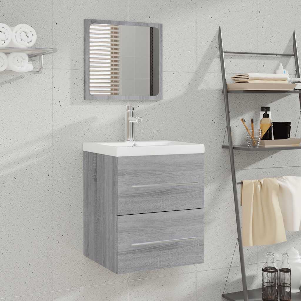badeværelsesskab 41x38,5x48 cm konstrueret træ grå sonoma-eg billede