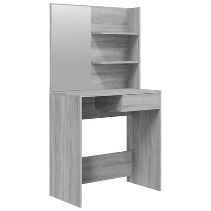 makeupbord med spejl 74,5x40x141 cm grå sonoma-eg