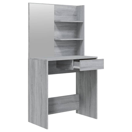 makeupbord med spejl 74,5x40x141 cm grå sonoma-eg