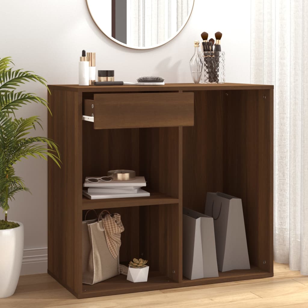 badeværelsesskab 80x40x75 cm konstrueret træ brun egetræsfarve