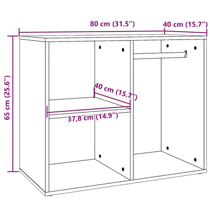 skab 80x40x65 cm konstrueret træ røget egetræ