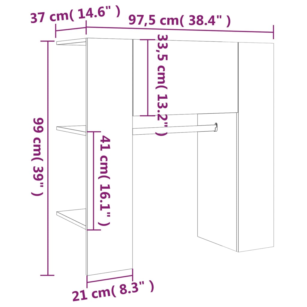 entrémøbel 97,5x37x99 cm konstrueret træ røget sonoma-eg