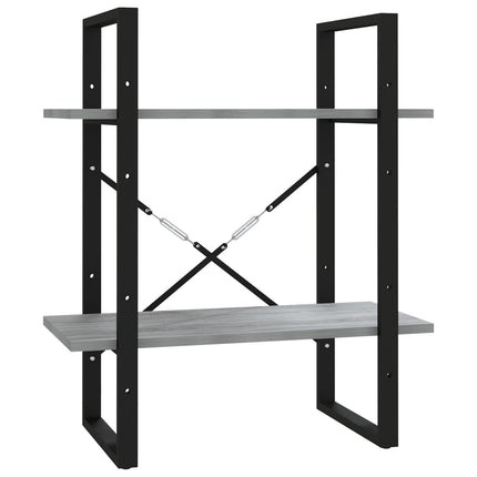 bogreol m. 2 hylder 60x30x70 cm konstrueret træ grå sonoma
