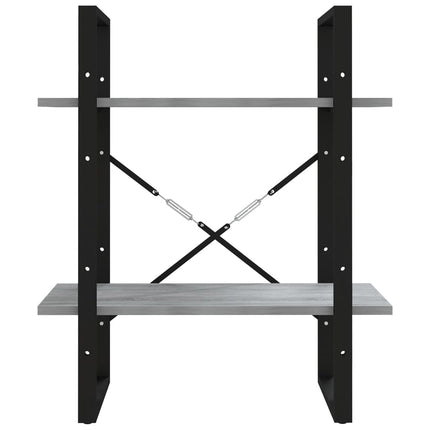 bogreol m. 2 hylder 60x30x70 cm konstrueret træ grå sonoma