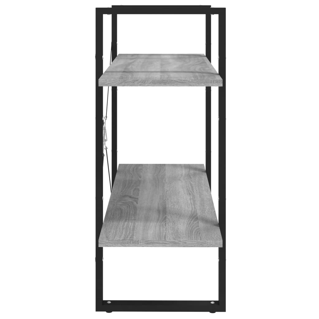 bogreol m. 2 hylder 80x30x70 cm konstrueret træ grå sonoma