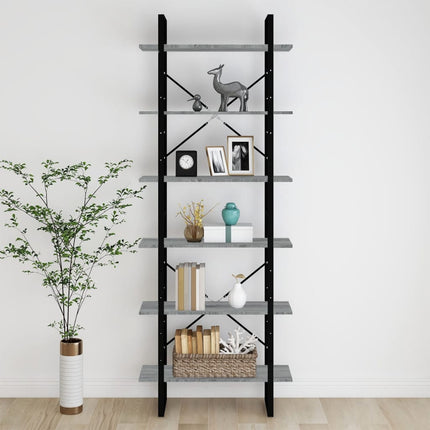 reol 80x30x210 cm konstrueret træ grå sonoma-eg
