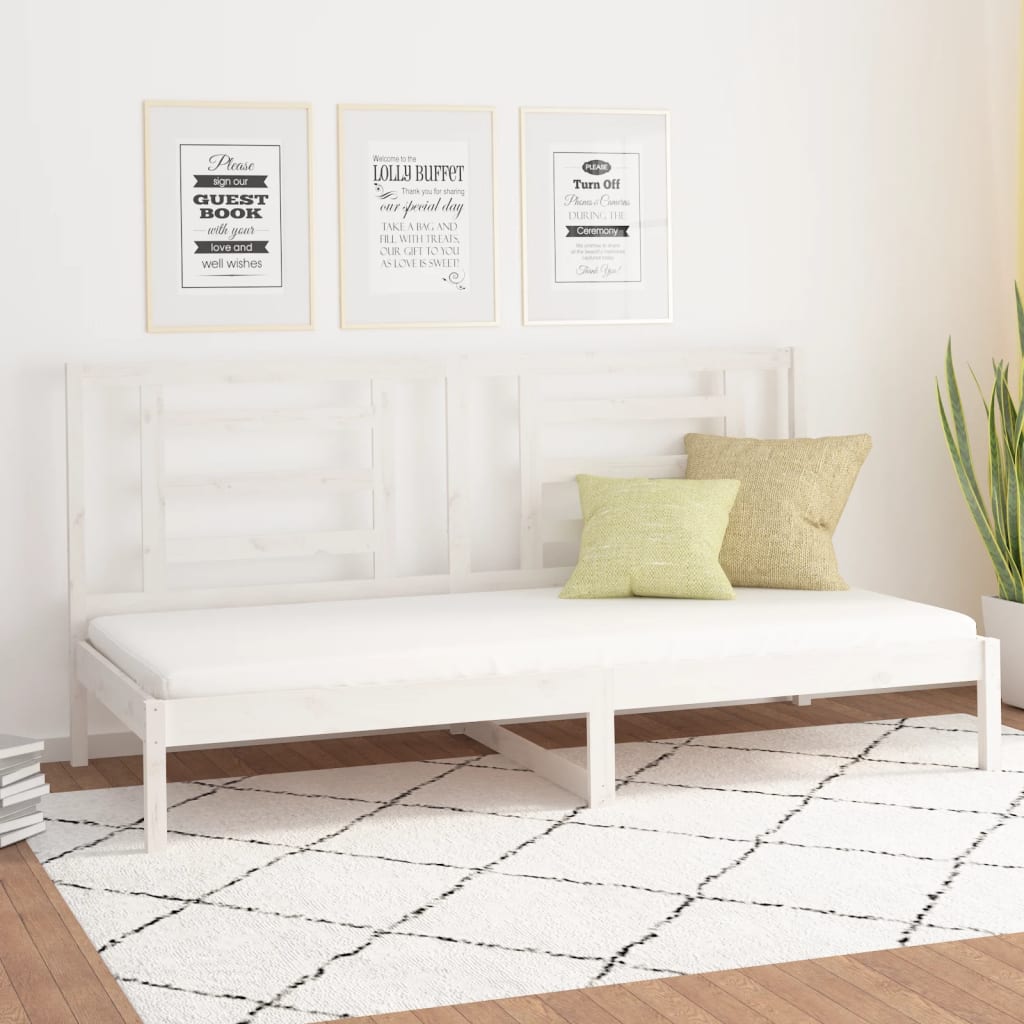 daybed uden madras 80x200 cm massivt fyrretræ hvid