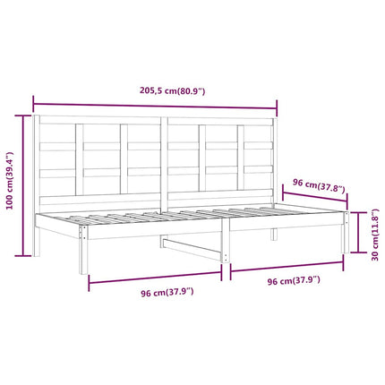 daybed uden madras 90x200 cm massivt fyrretræ hvid
