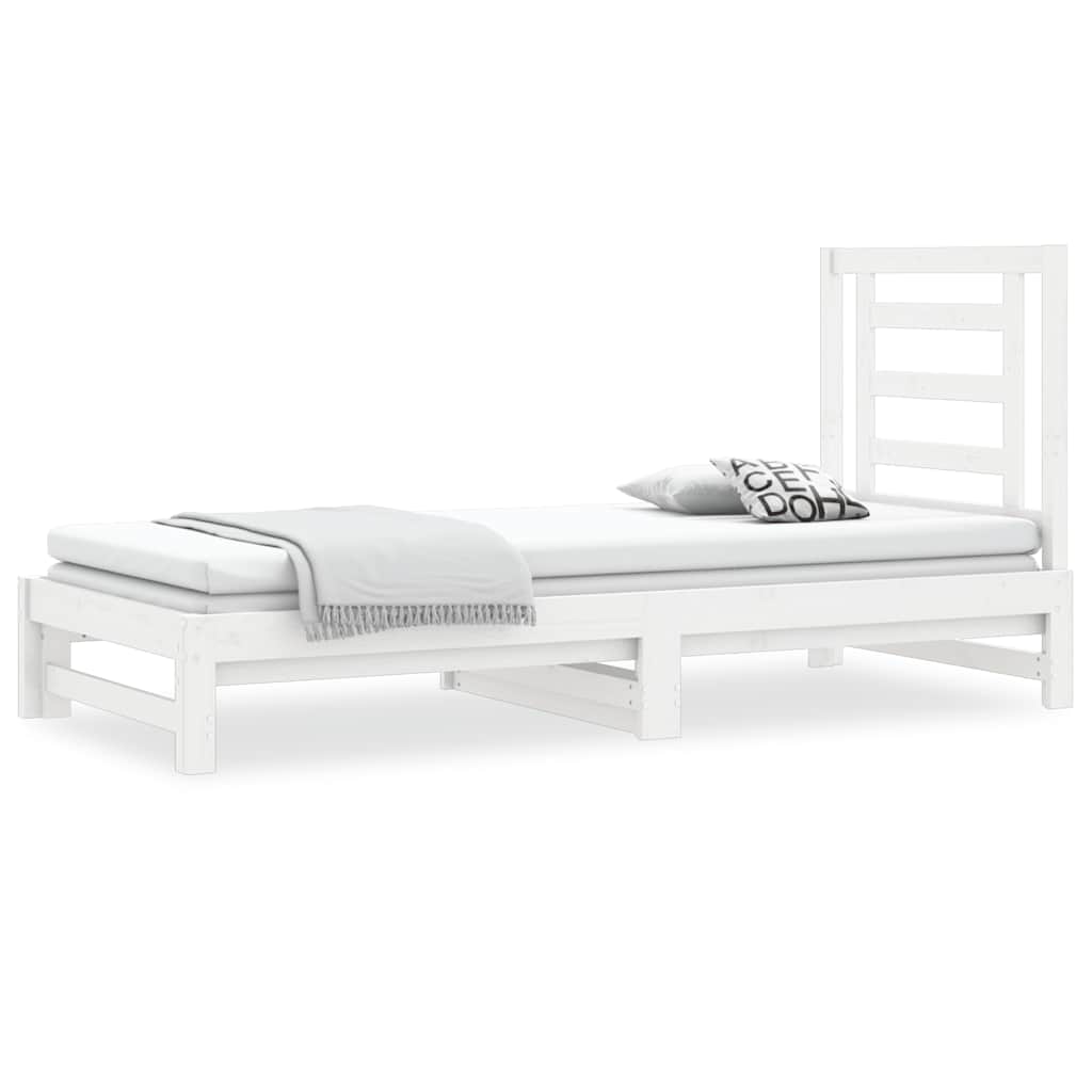 daybed med udtræk 2x(90x200) cm massivt fyrretræ hvid