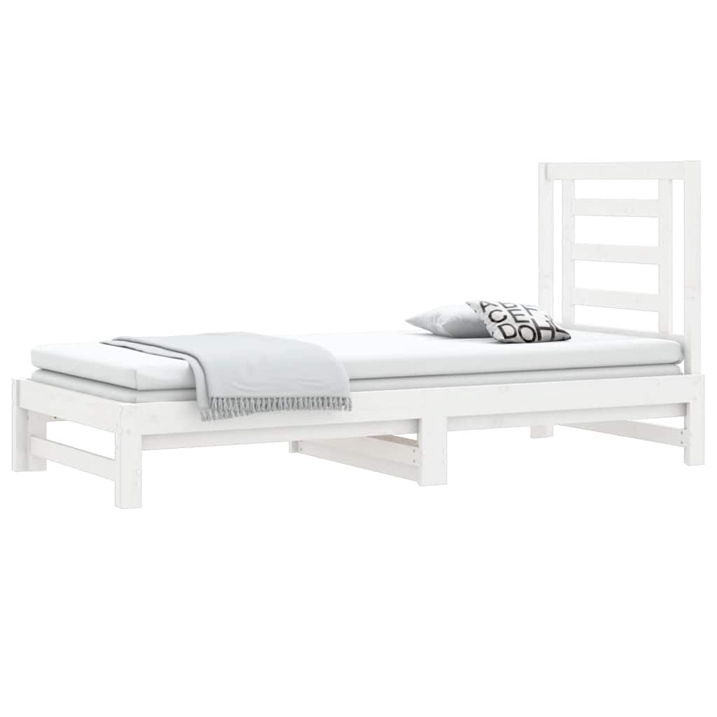 daybed med udtræk 2x(90x200) cm massivt fyrretræ hvid