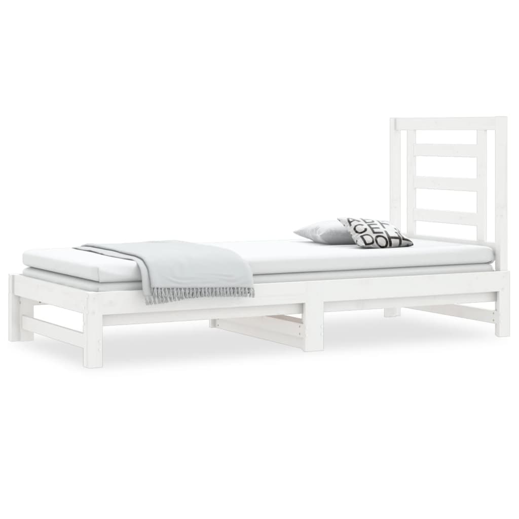 daybed med udtræk 2x(90x190) cm massivt fyrretræ hvid