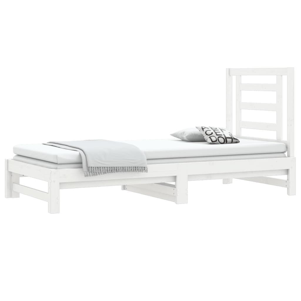 daybed med udtræk 2x(90x190) cm massivt fyrretræ hvid