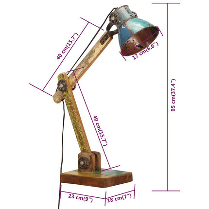 industriel bordlampe 23x18x95 cm E27 rund flerfarvet
