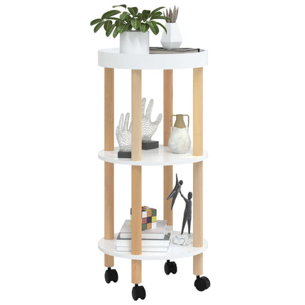 bakkebord 38x38x82 cm konstrueret træ og massivt fyrretræ hvid