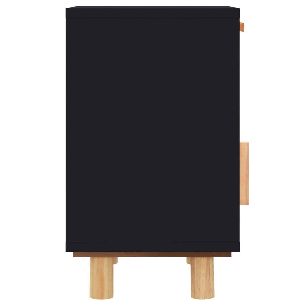 sengeborde 2 stk. massivt fyrretræ og naturlig rattan sort