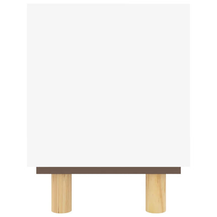 tv-bord 105x30x40 cm massivt fyrretræ og naturlig rattan hvid