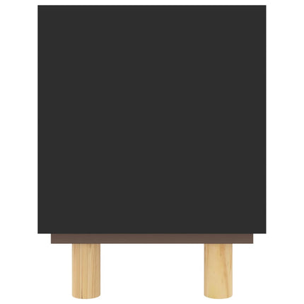 tv-bord 105x30x40 cm massivt fyrretræ og naturlig rattan sort