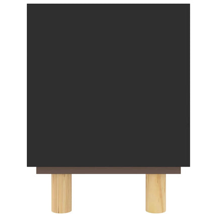 tv-bord 105x30x40 cm massivt fyrretræ og naturlig rattan sort