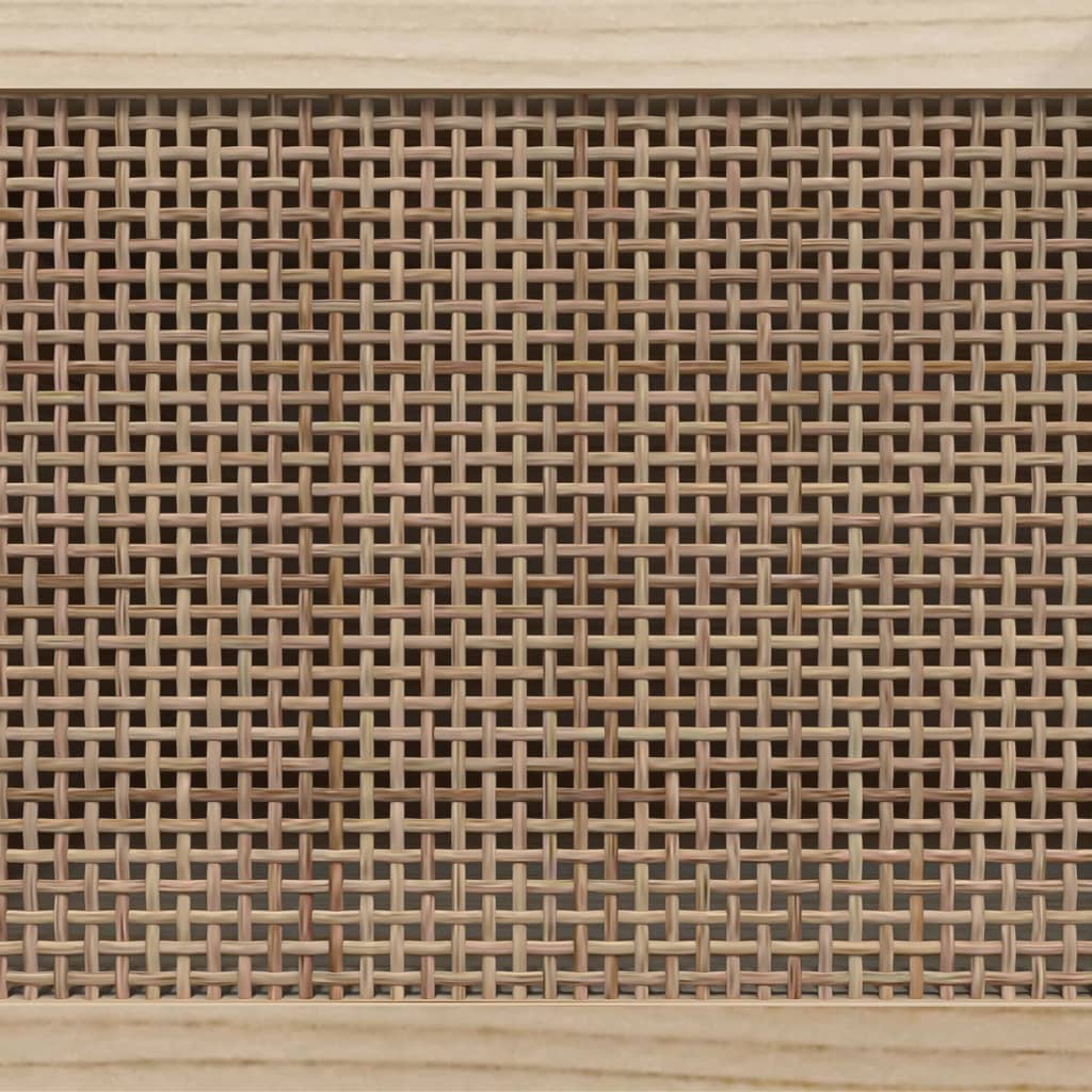 tv-bord 105x30x40 cm massivt fyrretræ og naturlig rattan sort