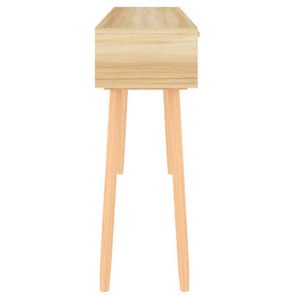 konsolbord 105x30x75 cm massivt fyrretræ naturlig rattan brun