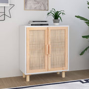 skænk 60x30x70 cm massivt fyrretræ og naturlig rattan hvid