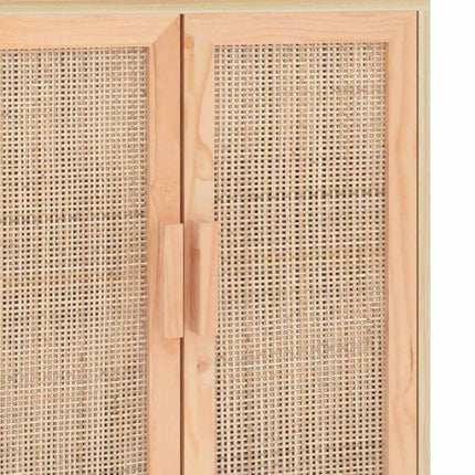 skænk 60x30x70 cm massivt fyrretræ og naturlig rattan brun