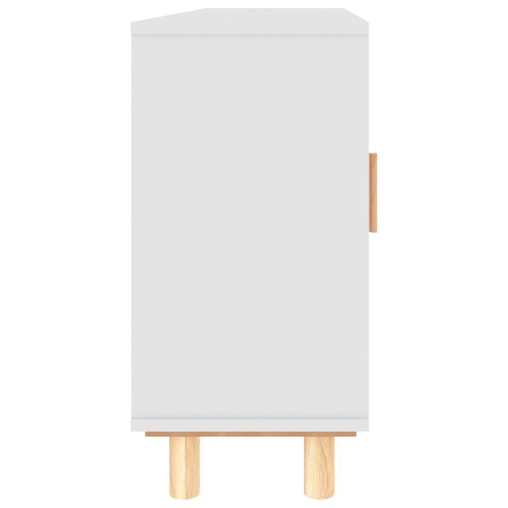 skænk 105x30x60 cm massivt fyrretræ og naturlig rattan hvid