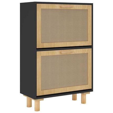 skoskab 52x25x80 cm konstrueret træ og naturlig rattan