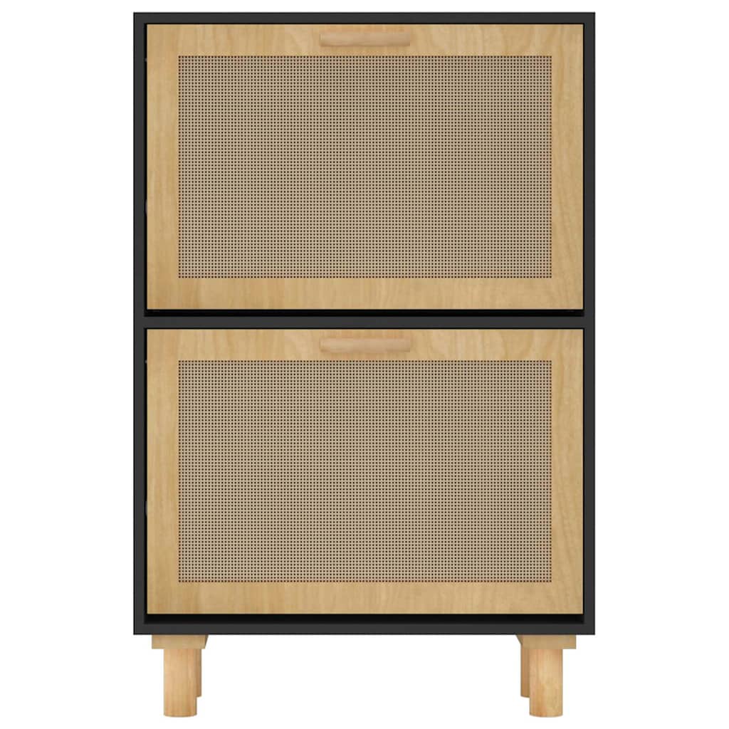 skoskab 52x25x80 cm konstrueret træ og naturlig rattan
