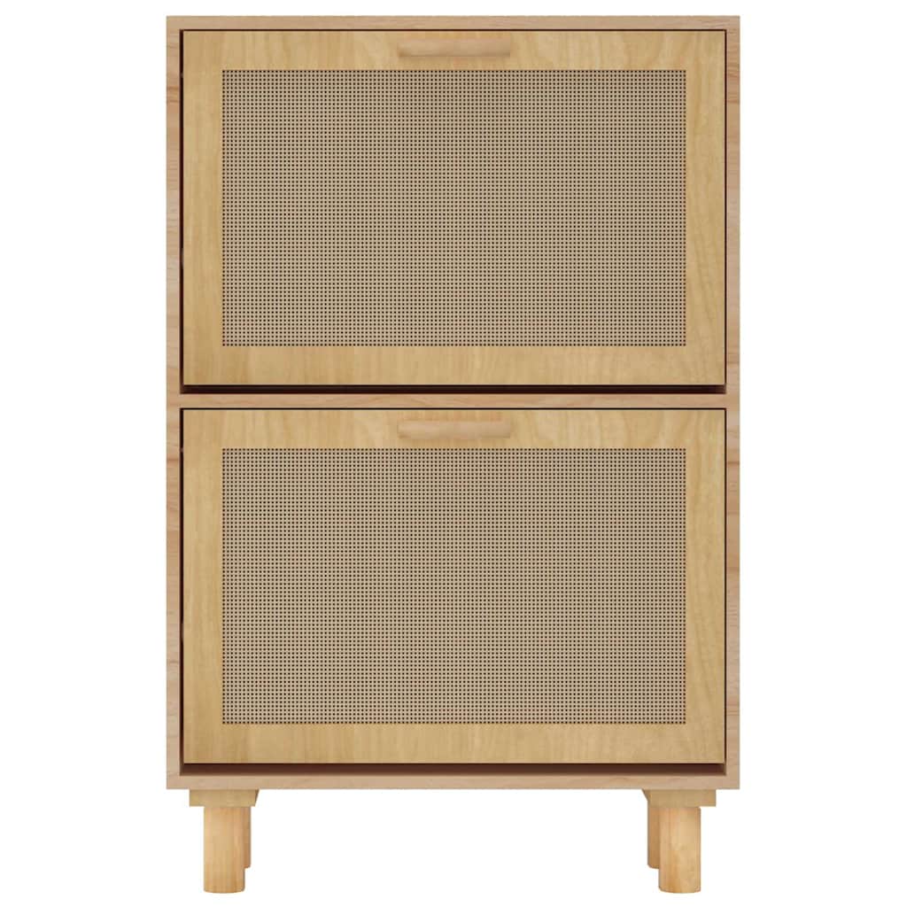 skoskab 52x25x80 cm konstrueret træ og naturlig rattan brun