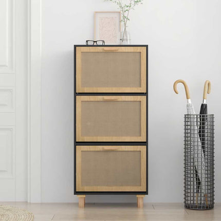 skoskab 52x25x115 cm konstrueret træ og naturlig rattan